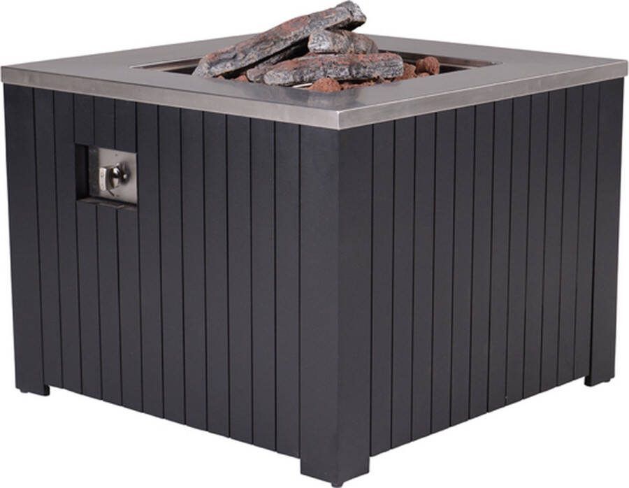 Garden Impressions Cozy Living vuurhaard Faro carbon black 60x60 cm met 50 Mb gasdrukregelaar