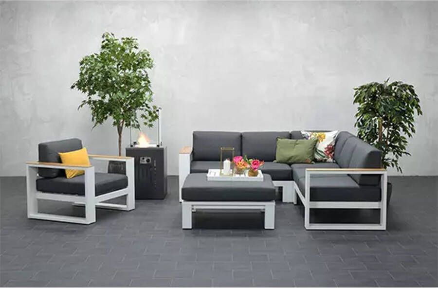 Garden Impressions Cube Loungeset Wit Teak