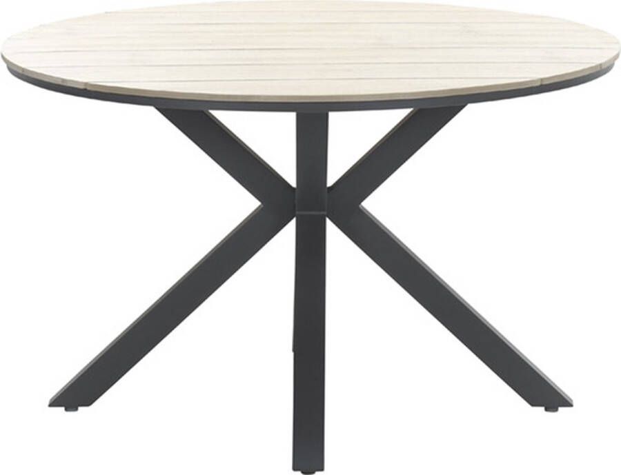 Garden Impressions Edison tafel Ø122 cm donker grijs teak licht grijs