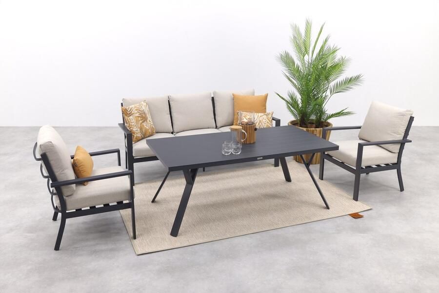 Garden Impressions GI Sergio stoel-bank loungeset Carbon black Desert 4-delig