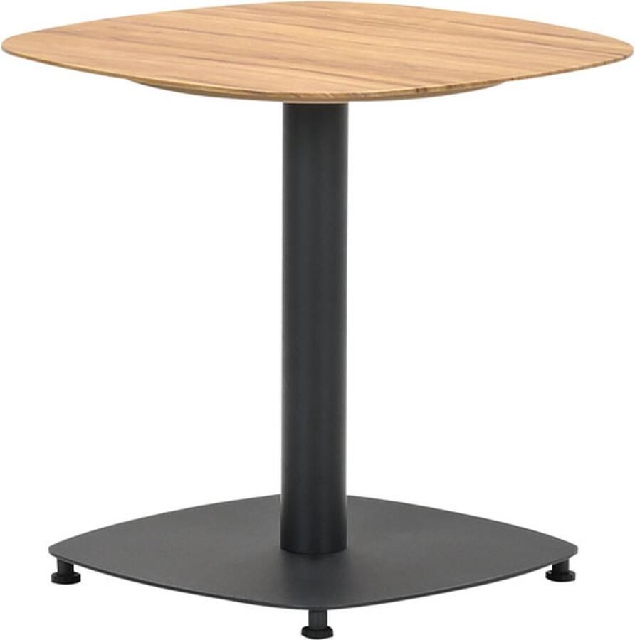 Garden Impressions Leon bijzettafel aluminium carbon black -light teak look-50x50 cm