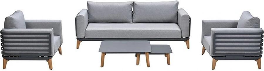 Garden Impressions Loungeset Palawan Donker Grijs 5-delig Stoel-bank