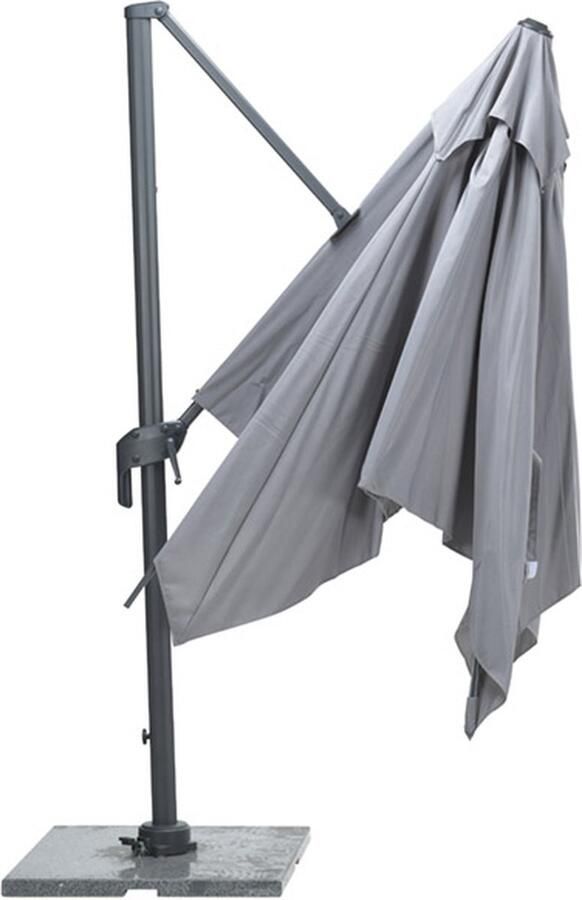 Garden Impressions Zweefparasol Hawaii Mono lichtgrijs doek 270x270 cm inclusief parasolvoet en parasolhoes