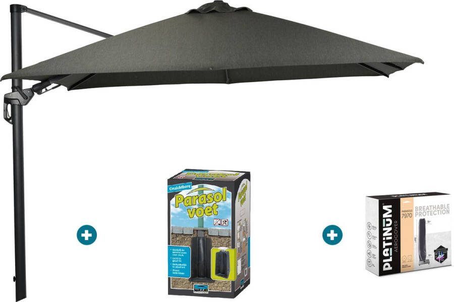 Garden Impressions GI Hawaii zweefparasol Deluxe 300 x 300 cm. Groen met ingraafvoet en hoes