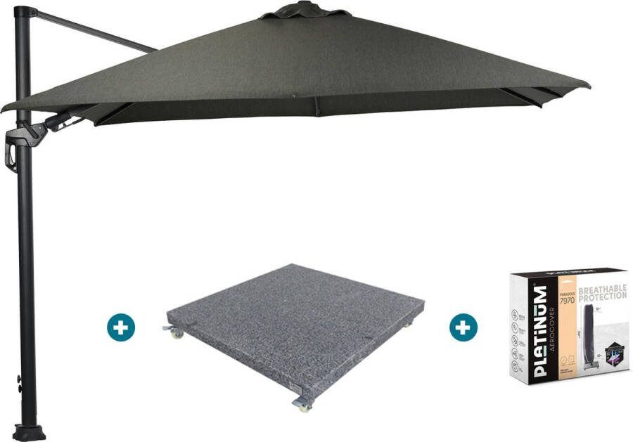 Garden Impressions GI Hawaii zweefparasol Deluxe 300 x 300 cm. Groen met voet en hoes