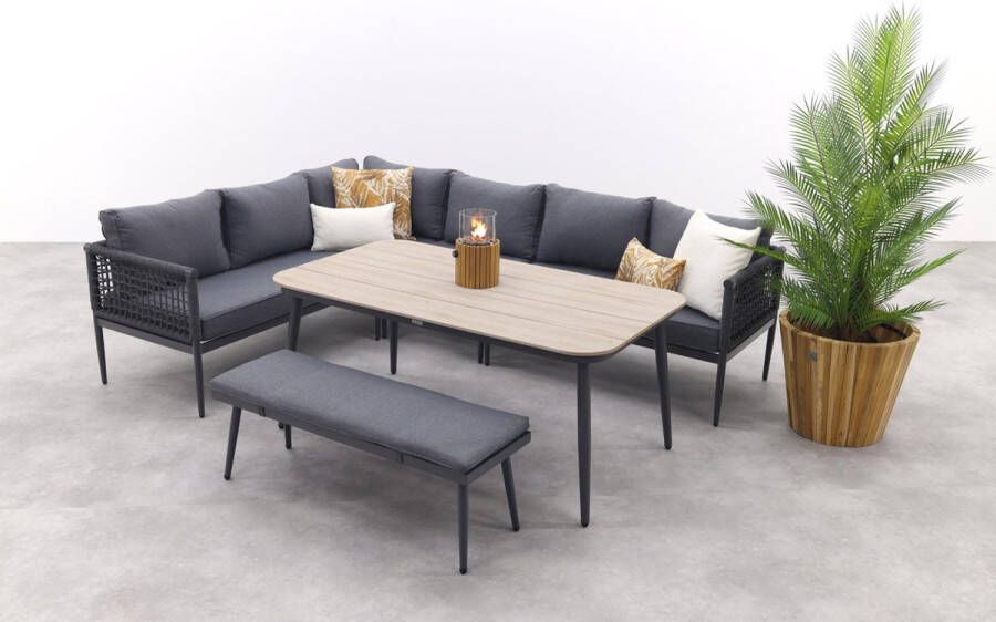 Garden Impressions GI Teramon lounge dining set met bank Carbon Black 6-delig