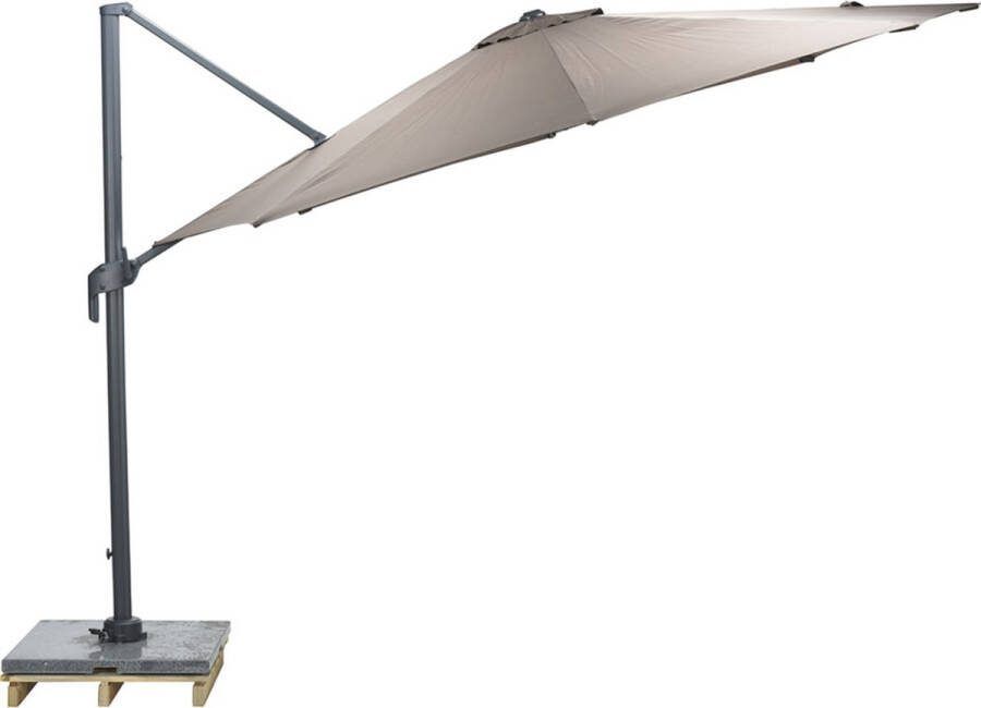 Garden Impressions Hawaii Mono parasol Ø330 cm taupe doek inclusief 90 kg parasolvoet en parasolhoes