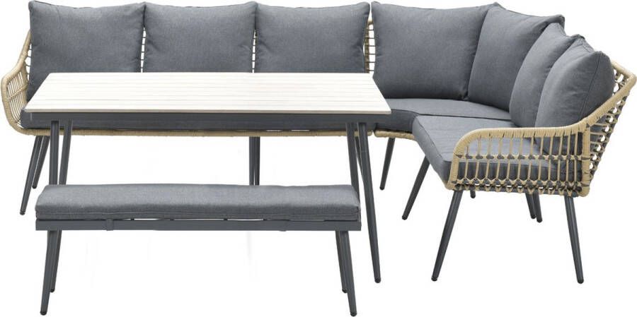 Van Kooten Tuin en Buitenleven Margriet loungediningset 6-delig carbon black natural mystic grey