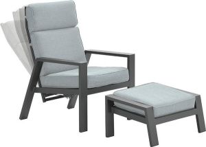 Garden Impressions Max verstelbare loungestoel met voetenbank aluminium carbon black mint grey