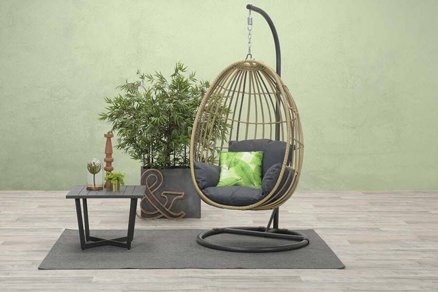 Garden Impressions Panama swing chair egg carbon black natural rotan