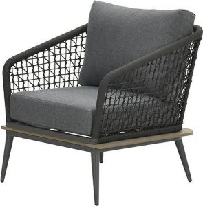 Garden Impressions Poseidon lounge fauteuil rope vintage teak carbon black mystic grey