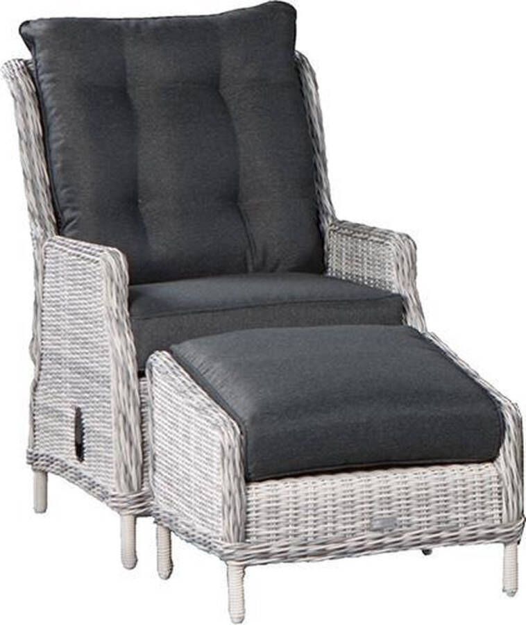 Garden Impressions Veracruz relaxstoel met voetenbank cloudy grey 5 mm reflex black