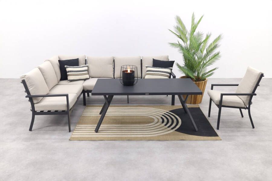 Garden Impressions Sergio lounge dining set met stoel Carbon Desert 3-delig links