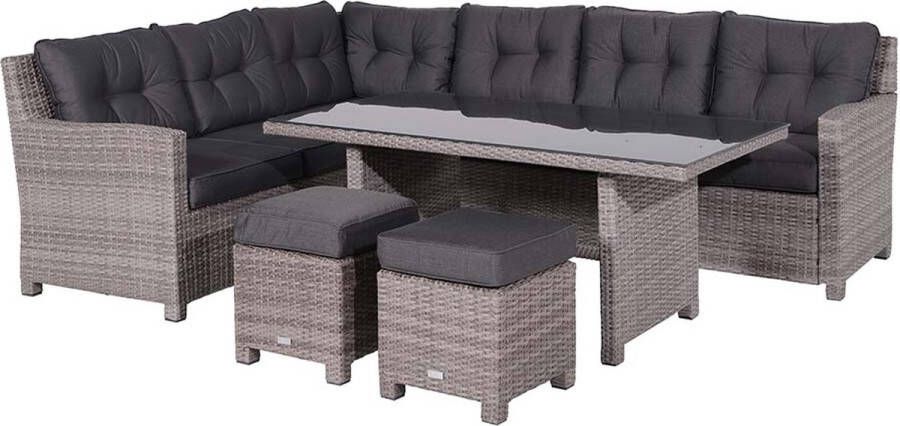 Van Kooten Tuin en Buitenleven Lounge dinnerset Blue Bird 5-delig links organic grey reflex black