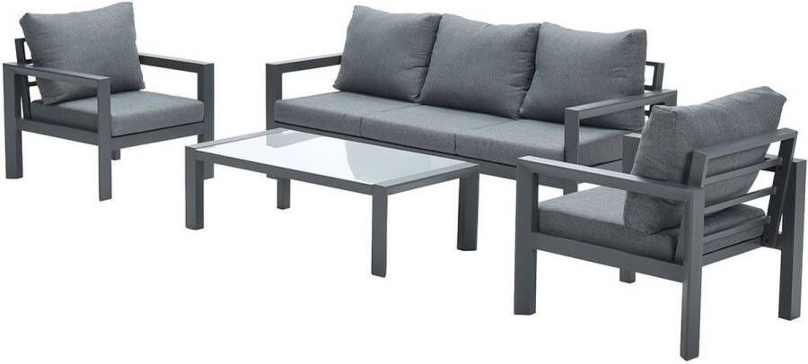 Garden Impressions Zion stoel bank loungeset 4 delig grijs aluminium