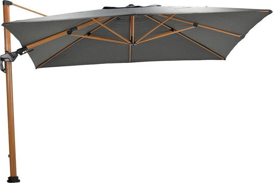 Garden Impressions Zweefparasol Hawaii Deluxe 300x300 teak look donker grijs