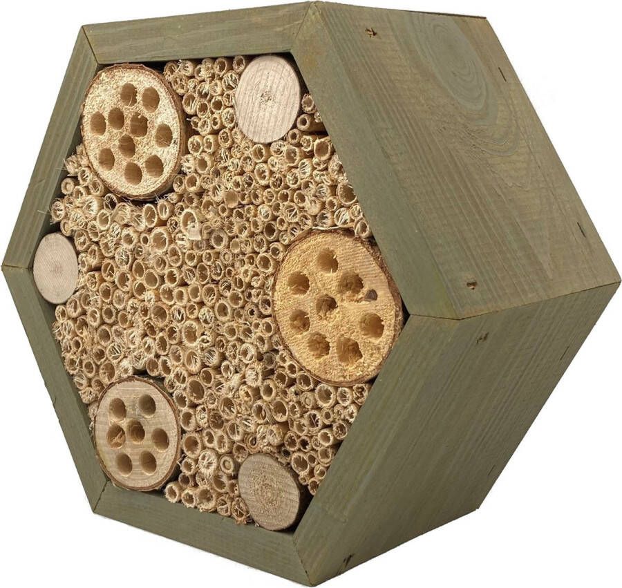 Garden Spirit Bijenhotel 23 x 11 x 20 cm. Insectenhotel Grijs