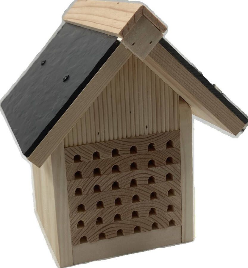 Garden Spirit Bijenhotel leisteen dakje 20x23x18 cm duurzaam vlonderhout insectenhotel