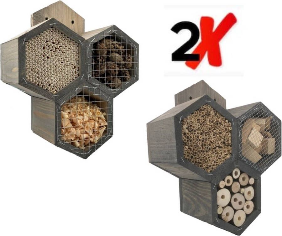 Garden Spirit Bijenhotel set van 2 Insectenhotel 33 5 x 27 5 x 11 cm Cadeau Vaderdag!