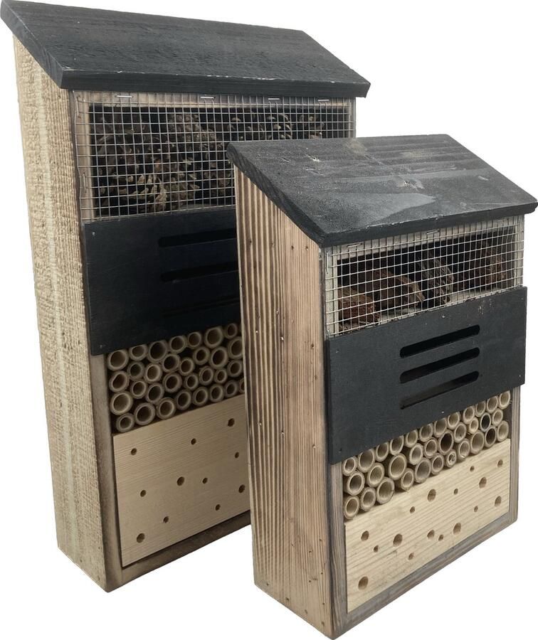 Garden Spirit Set van 2 Insectenhotels 8 x 26 x 29 cm Bijenhotels gevlamd
