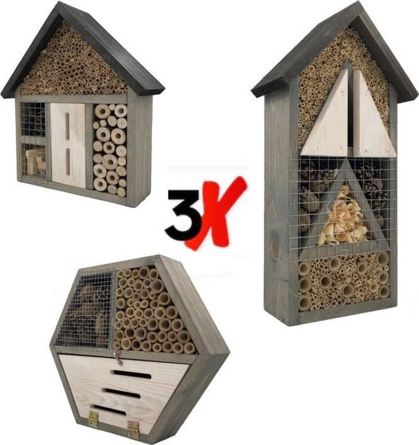 Garden Spirit Insectenhotel set van 3 Bijenhotel Vlinderhotel Cadeau Vaderdag!