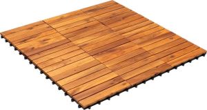 Garden Tiles Pakket met 12 stuks houten tuintegels terrastegels 30 x 30cm | Weerbestendig en onderhoudsvrij