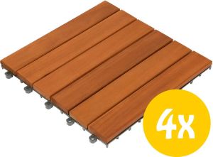 Garden Tiles Pakket met 4 stuks houten tuintegels terrastegels 30 x 30cm | Weerbestendig en onderhoudsvrij
