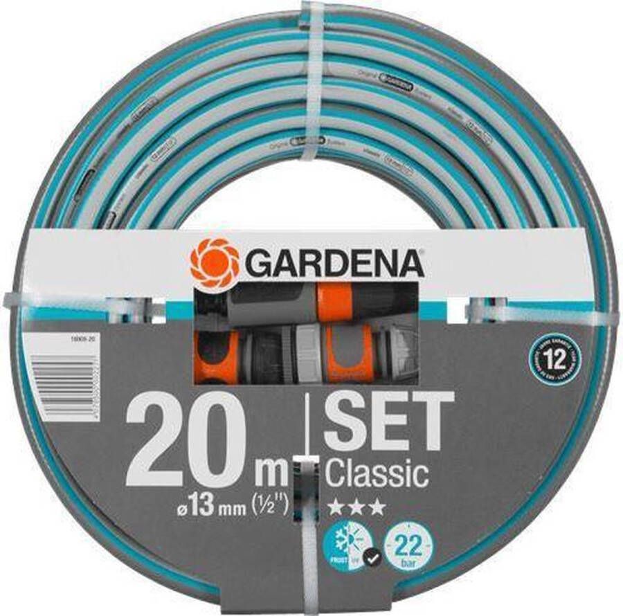 GARDENA Classic Tuinslangset Tuinslang 20 Meter Pvc Grijs Blauw