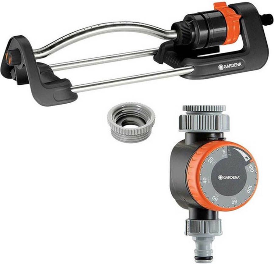 GARDENA Sproeier met timer Tuinsproeier Aqua S Set Zwenksproeier Met Water Timer 90-220 m² 5-120 Min.