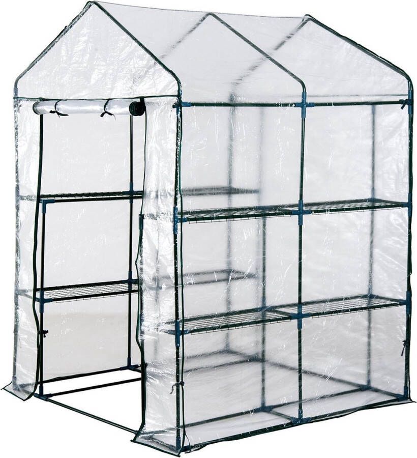 GardenGoodz Kweekkas Tuinkas Foliekas Folie kas Broeikas Kweektent Plantenkas Met schappen 143 x 143 x 195 cm