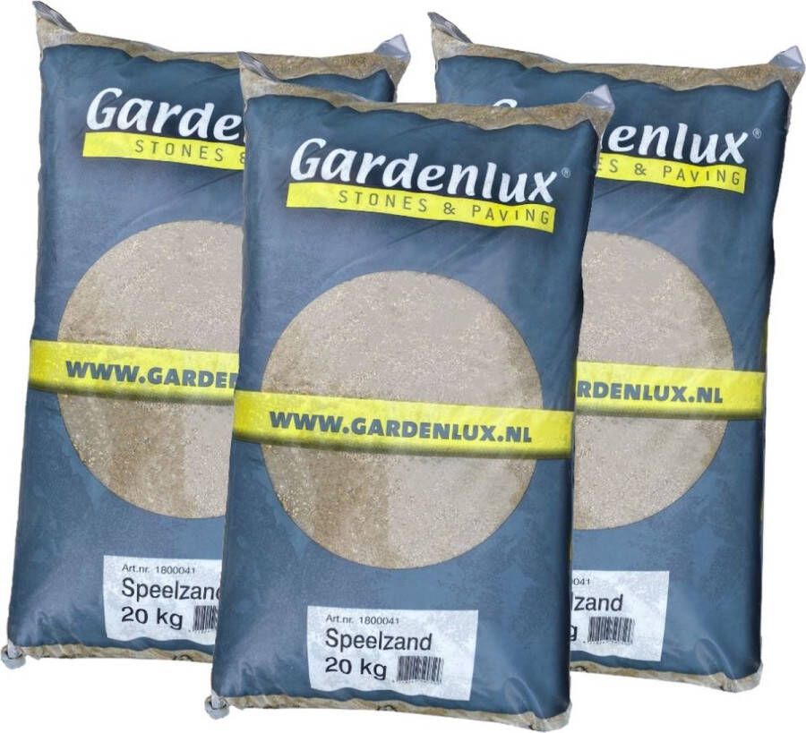 Gardenlux Speelzand Zandbakzand Zand voor Zandbak Gecertificeerd Voordeelverpakking 3 x 20 kg