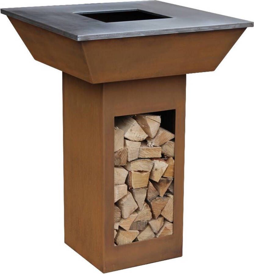 Gardenmaxx Grill-Ahome 70 Corten Plancha BBQ Vuurschaal Grillen Bakken Grill-Ring Barbecue Buitenkeuken Grillplaat BBQ 70x70