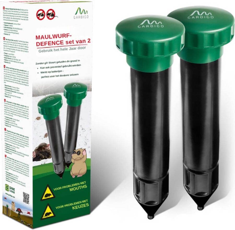 Gardigo TADES Mollenverjager Mollenbestrijding Mollen Mollenverjager Op Batterijen Mollenverjager Ultrasoon Mollen Verjager