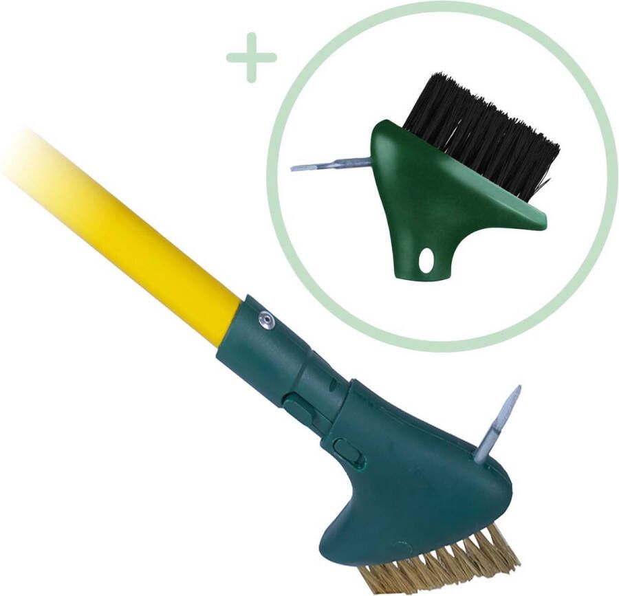 GardiREX Weed Brush Stalen Onkruidborstel 2 Delige set Met Extra Staalborstel Onkruidkrabber met 140cm steel – Voegborstel Onkruidmes