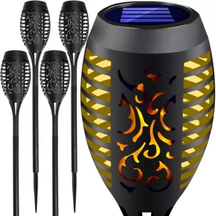 Gardlov Solar Tuinfakkels 4-Pack LED Tuinlampen met Natuurlijke Vlam Energiebesparend en Weerbestendig