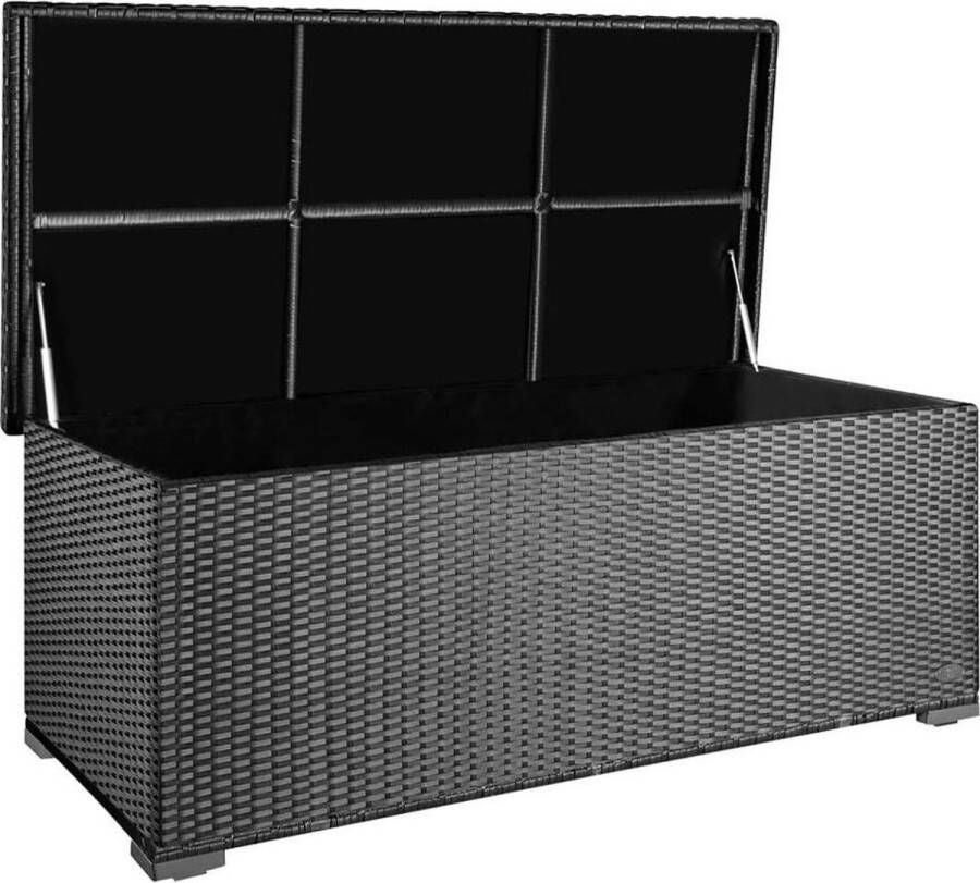 Gardtech 'Sienna' 650 l polyrotan tuinkussenbox- weerbestendig (regent niet in) 155 x 73 x 60 cm- geschikt als zitkist of tafelblad 650 Liter (Sienna) Antraciet grijs