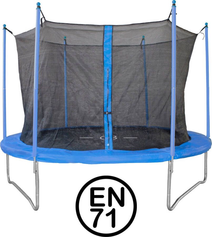 Garlando Combi M Trampoline met Veiligheidsnet voor Kinderen en Volwassenen Rond 244 cm met Veilige Rand Blauw