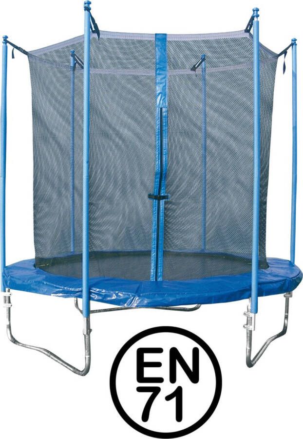 Garlando Combi S Trampoline met Veiligheidsnet voor Kinderen en Volwassenen Rond 183 cm met Veilige Rand Blauw