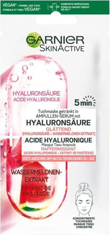 Garnier 20x SkinActive Tissue Gezichtsmasker Watermeloen & Hyaluronzuur