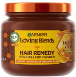 Garnier Loving Blends Honing Goud Hair Remedy Haarmasker Herstellend Masker Voor Beschadigd Breekbaar Haar 3 x 340ml