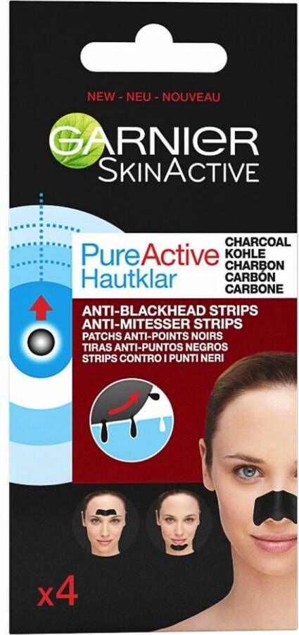 Garnier 3x SkinActive Pure Active Charcoal Neusstrips 4 stuks