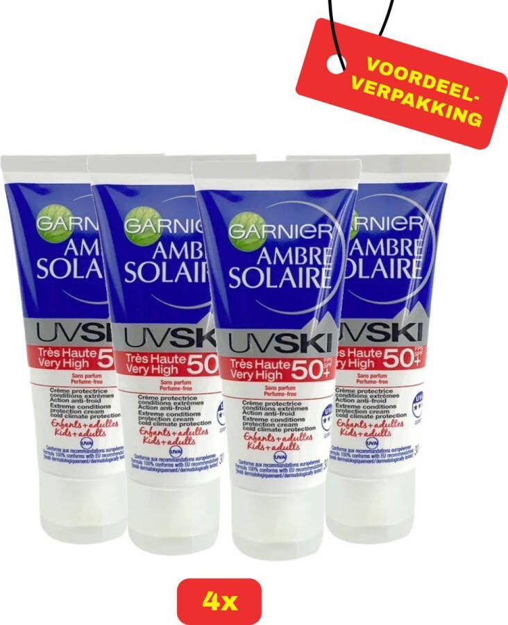 Garnier 4 x Ambre Solaire Beschermende Gezichtscrème UV Ski SPF 50+ 30ml Voordeelverpakking