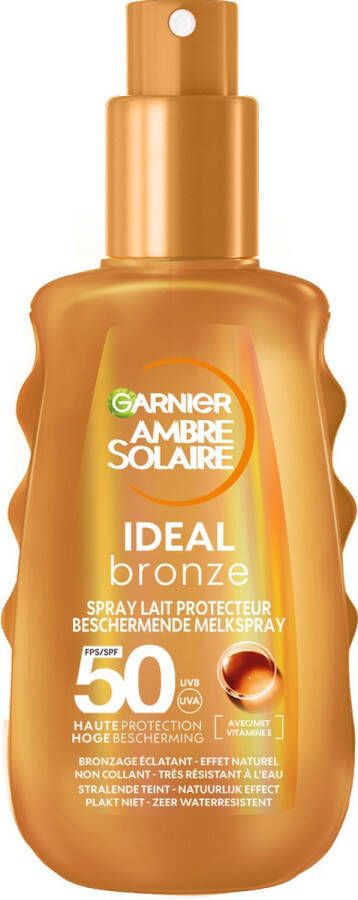 Garnier Ambre Solaire Ideal Bronze Beschermende Mist SPF50+ beschermt tegen UVB- en UVA-stralen voor een zongebruind effect 150 ML