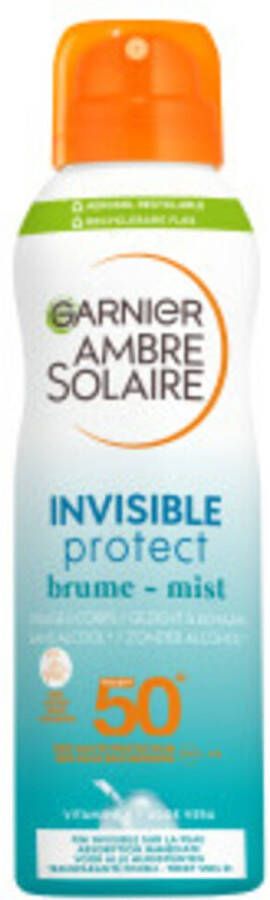 Garnier Ambre Solaire Invisible Protect Mist SPF 50 Zonnebrand spray met Vitamine E + Aloe Vera 200ml