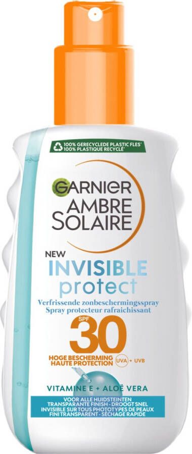 Garnier Ambre Solaire Invisible Protect Transparante Zonnebrandspray SPF 30 Aloe Vera 2x 200 ml Voordeelverpakking