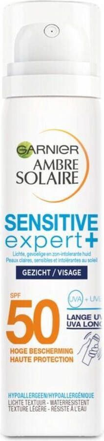 Garnier Ambre Solaire Sensitive Expert+ Gezichtsspray SPF 50+ 6 x 75 ml Hypoallergeen Voordeelverpakking