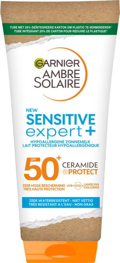 Garnier Ambre Solaire Sensitive Expert SPF 50+ Hypoallergene Zonnebrandmelk voor de Gevoelige Huid met Ceramide Protect 175ml
