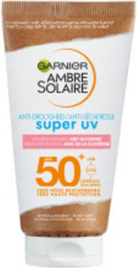 Garnier 2x Ambre Solaire Sensitive Expert+ Super UV Gezicht Zonnebrandcreme Anti-Droogheid SPF 50+ 50 ml