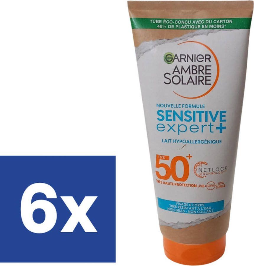 Garnier Ambre Solaire SPF50+ Zonnebrand Sensitive Expert Protection 6 x 200 ml