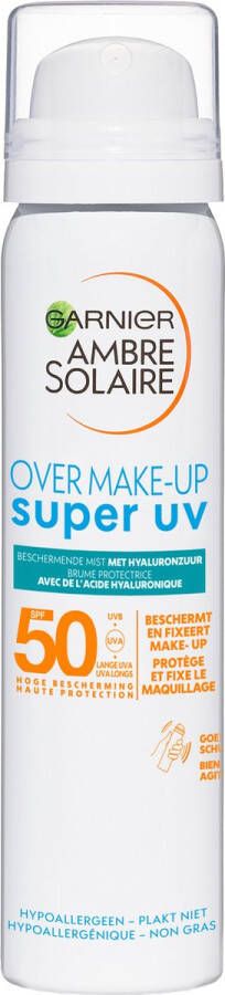 Garnier Ambre Solaire Super UV Beschermende Over Make-Up Mist SPF50+ Zonnebrand voor het gezicht met Hoge Bescherming 75ml